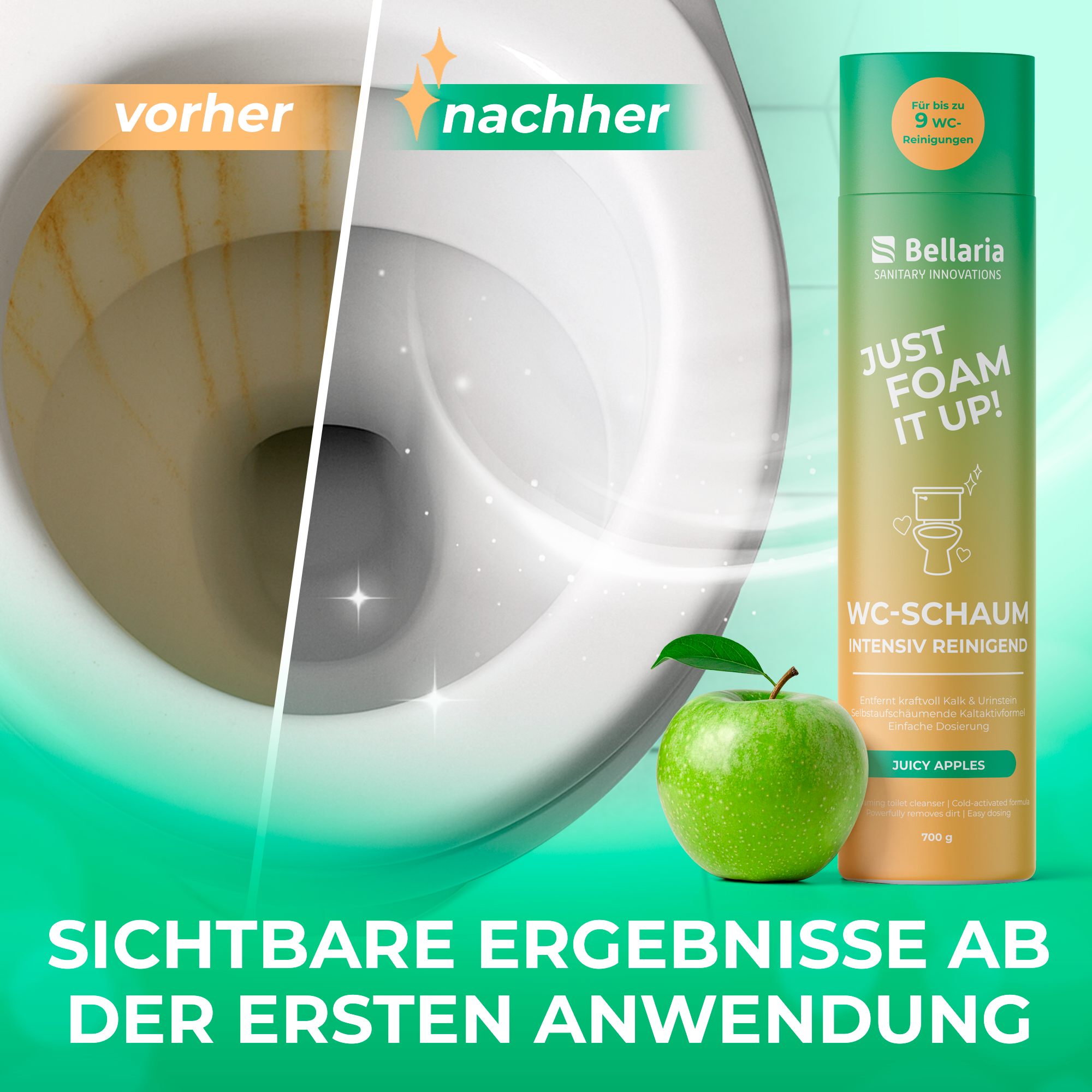 WC-Reinigungspulver Green Apple 700g