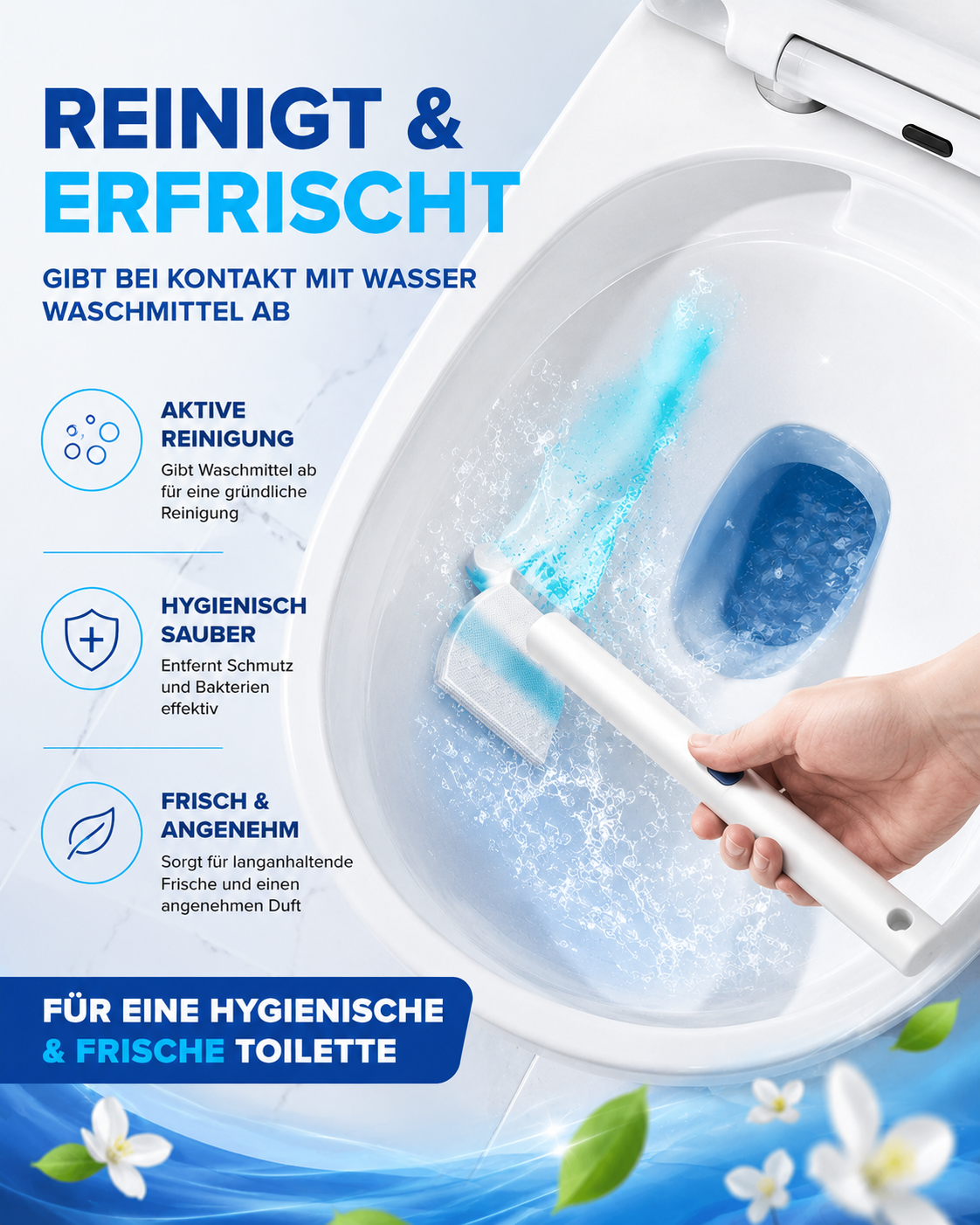 Brush & Flush hygienische Toilettenbürste mit Einweg-Pads