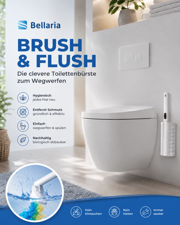 Brush & Flush hygienische Toilettenbürste mit Einweg-Pads